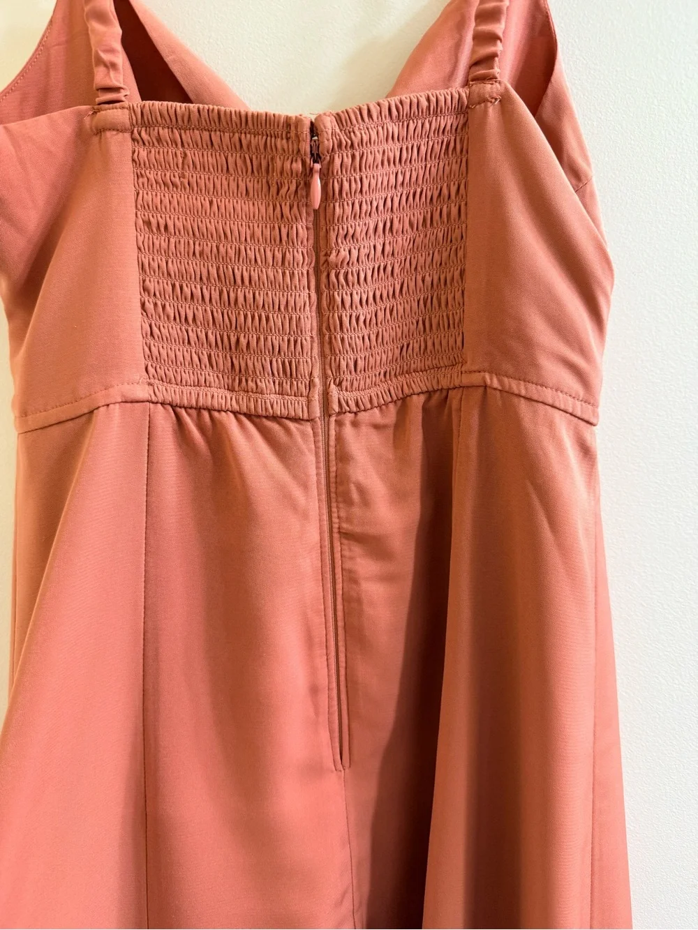 Abercrombie & Fitch Twist-Front Smocked Midi Dress Coral Thigh Slit- Size XS